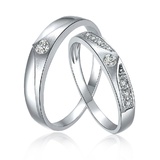 【蒂尔凯斯Dearkiss】18K白金情侣对戒 结婚钻戒