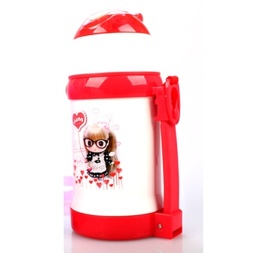 韩国冬己迷糊娃娃不锈钢保温保冷水壶软吸管隐