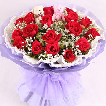 中礼鲜花速递全国 19朵红玫瑰花束 情人节鲜花