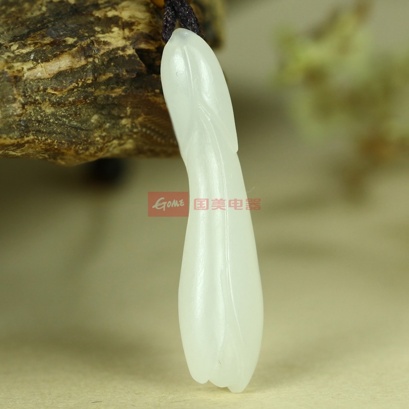玖品缘新疆和田玉羊脂玉山流水料兰花挂件附证书rudo2229