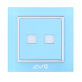 LVC6502A 水晶钢化玻璃面板 电脑电话插座(天蓝)