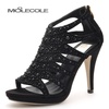 moolecole/莫蕾蔻蕾 新款高跟凉鞋水钻防水台细跟镂空女鞋 13280(黑色 34)