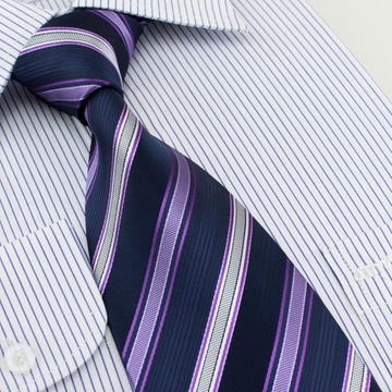 男士正装商务领带真丝系列紫色经典条纹A09