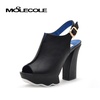 moolecole/莫蕾蔻蕾 新款凉鞋防水台粗跟鱼嘴纯色高跟女鞋 D83-1(黑色 34)