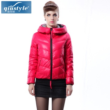 qiustyle2013冬装新款欧美棉袄加厚常规女羽绒服棉衣外套11022(红色 XL)