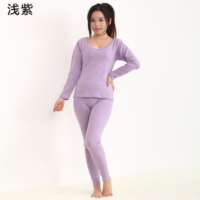 包邮恒源祥保暖内衣套装女士臻品舒绒中厚弹力棉保暖纯色v领蕾丝