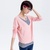 长袖假两件t恤女打底衫条纹2015新款韩版宽松显瘦上衣(粉色 M)第2张高清大图