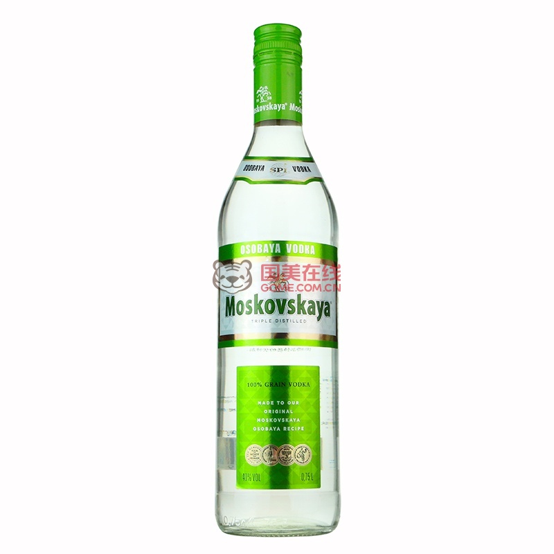 进口洋酒 苏连绿牌伏特加俄罗斯苏绿moskovskaya vodka750ml