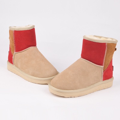 AICCO新款潮流时尚保暖雪地靴中筒女靴5854-5(米色 35)