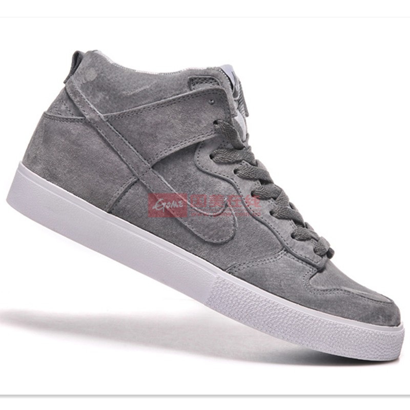耐克nike 男鞋dunk sb高帮翻毛皮休闲运动板鞋(013灰色 44)