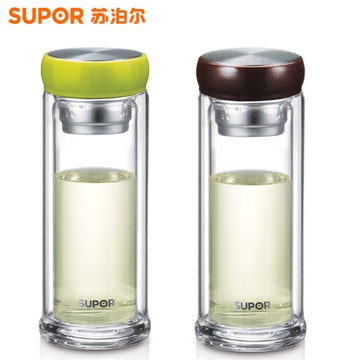 苏泊尔(supor)kc28t1双层玻璃杯耐热水杯便携茶杯办公杯280ml