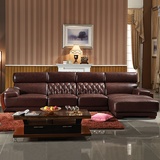 欧式沙发 真皮沙发 新古典 高档实木扶手边 中西结合客厅组合沙发(【中厚皮】三人位+贵妃)