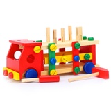进口榉木 拆装工程车 婴儿玩具拆装螺丝车