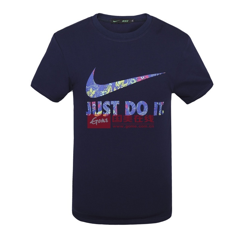 nike耐克男款短袖上衣2015年新款男士纯棉t恤1269休闲衣韩版潮服蓝色