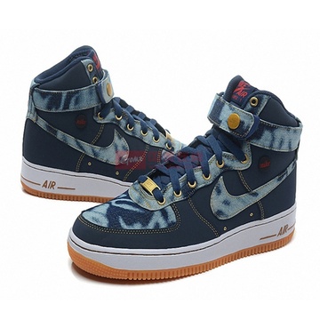 耐克男鞋nike air force1 休闲板鞋2014新款空军一号男子高帮鞋(丹宁