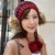 新款冬季针织护耳帽 可爱毛球双层 毛线帽子 女士(酒红边)第5张高清大图