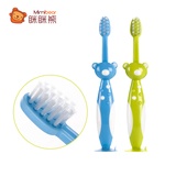 眯眯熊 宝宝牙刷 幼儿儿童宝宝小熊吸盘牙刷2支 软毛实用安全牙刷