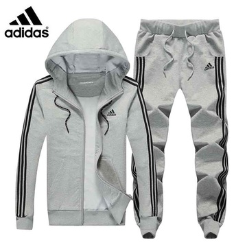 休闲运动纯棉长袖跑步服开衫套装ab8609(灰色男 3xl)