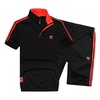 NIKE耐克男款纯棉短袖套装男式运动跑步运动短袖套装(黑红条纹 L)