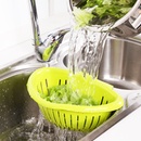 厨房多用加厚塑料洗菜篮沥水篮子便携式水果篮洗果盆(绿色 29*10cm)