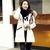 莉妮吉尔2016冬装新款韩版女装超大仿貉子毛领中长款羽绒服女冬大码连帽外套(绿色 XL)第5张高清大图