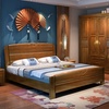 品尚美家 中式实木床 中式雕花 卧室双人大床 简约现代 宜家风格 981(胡桃色 1.8米单床)