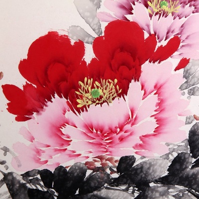 齐玉龙 富贵吉祥6> 国画 花鸟画 水墨写意 牡丹 横幅