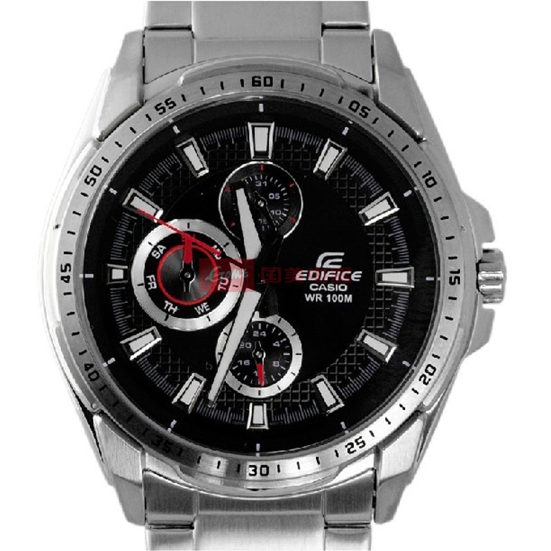 【卡西欧日韩品牌表图片】卡西欧ef-336d-1av三眼运动防水日历钢带男