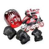 中性碳钢专业轴承儿童直排套装轮滑鞋 ZQ-1003套装(黑红 39-42)