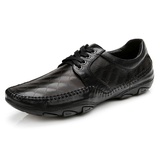 欧伦堡男鞋 牛皮潮款 系带舒适休闲鞋 驾车鞋日常休闲鞋 M0321102(黑色 43)