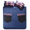 艾梦 床上用品四件套 多款 床品套件 牛仔布 被单 被套 枕套(蓝 2*2.3m)