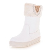 巫卡卡2013新款中跟保暖雪地靴金属豹子头中筒靴平跟松糕厚底女鞋283-029(白色 39)