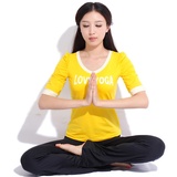 斯泊恩正品 瑜伽服 套装 新款 健身服 跳操服 女 韩版11842+12107(黄色 L)