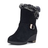 麦高 2013冬款新款女靴 女式保暖牛皮舒适防滑雪地靴 24908063-2(黑色 35)