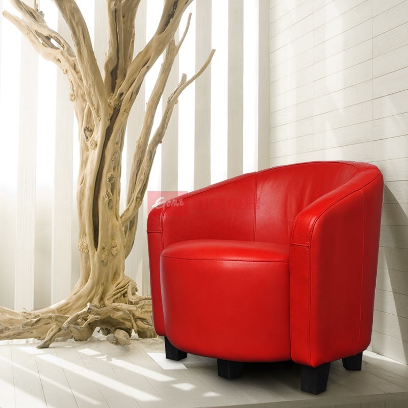 联邦 客厅卧房休闲沙发 皮沙发 单人半皮沙发 gm616q 红色半皮(红色)
