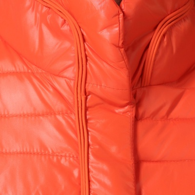 艾菲依依2013新款韩版修身轻薄型短款立领拉链女短外套羽绒服4841(桔色  S码)