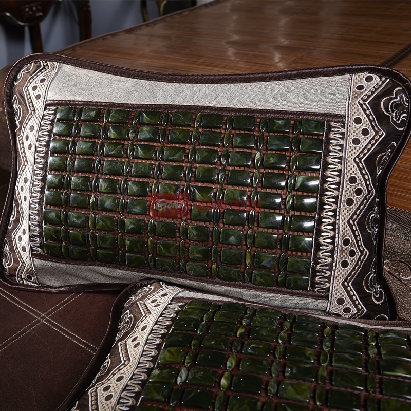 天池茗品 夏凉枕头 消除压力疲劳冰丝面料枕头9翡翠双腰枕头(翡翠双腰