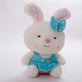 毛绒玩具 眯眼兔公仔 可爱兔子玩偶 靠垫抱枕 布娃娃情侣生日礼物(蓝女 50厘米)