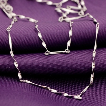 ttmix925银项链 女短款单链时尚水波瓜子扭片盒子元宝链银饰品(扭片链