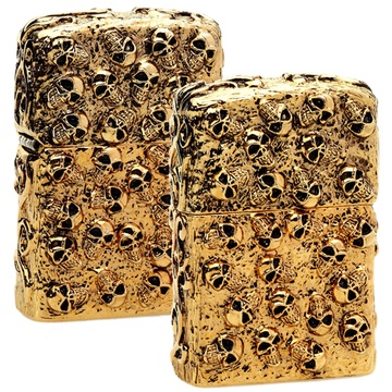 芝宝zippo打火机万恶之城金色五面重甲小骷髅头浮雕金属包裹机