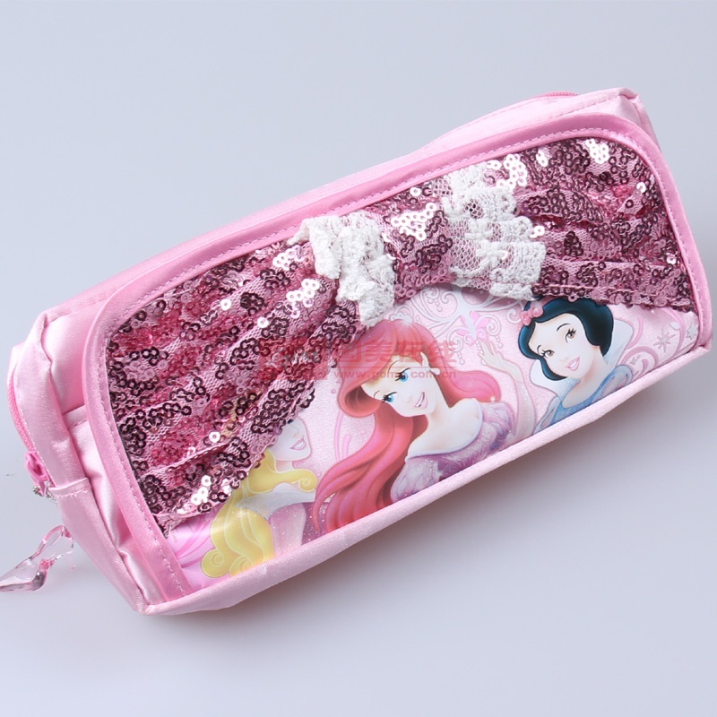 新款迪士尼白雪公主女童笔袋收纳袋铅笔袋学习用品55018(55018玫红)