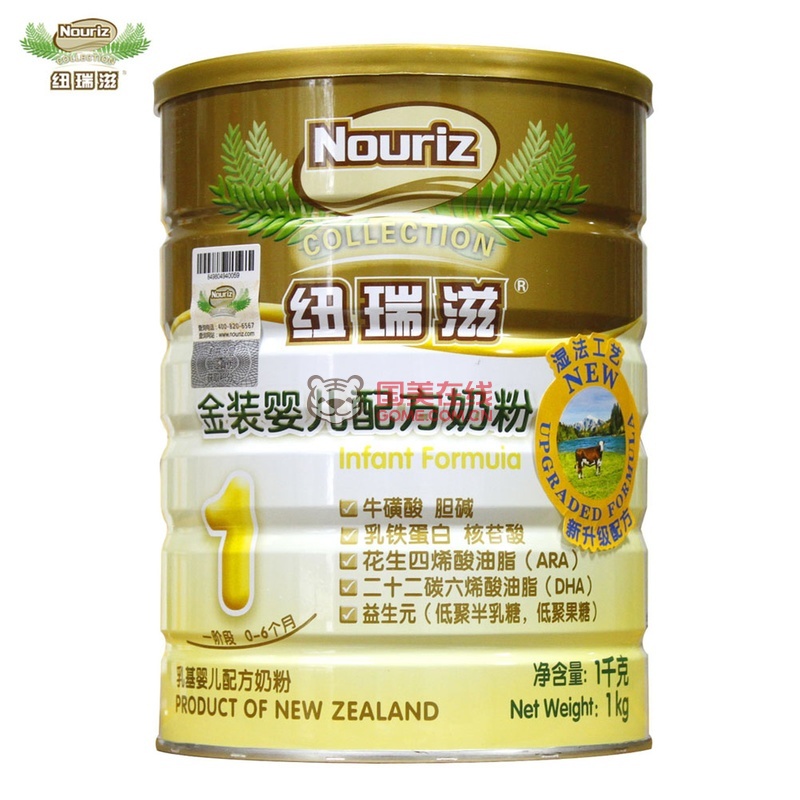 【婴童奶粉1罐图片】nouriz/纽瑞滋 金装婴儿配方奶粉 1000g 1段0-6个