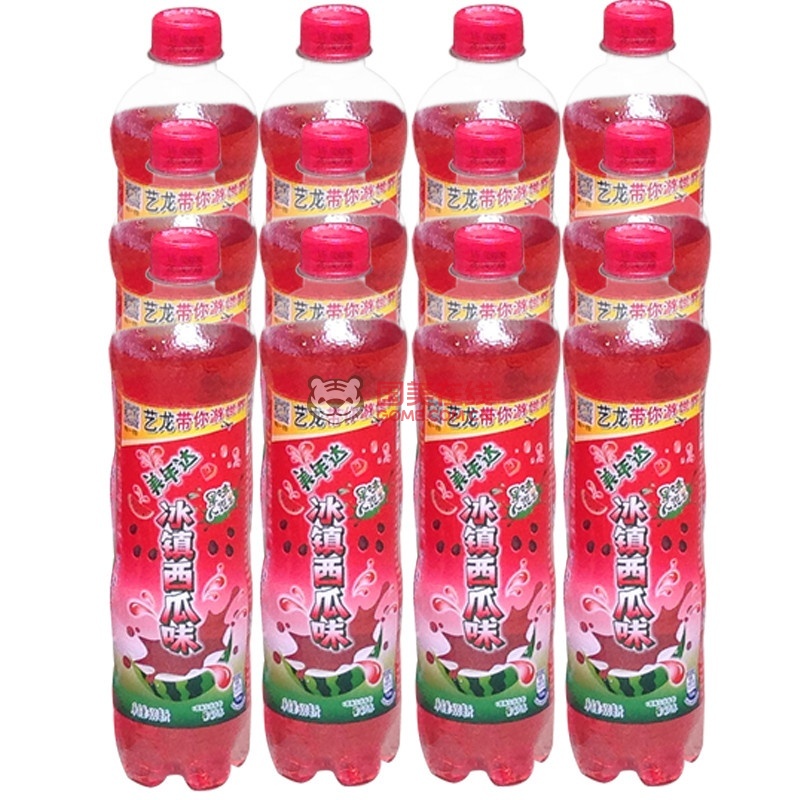 百事可乐公司 美年达系列 新口味冰镇西瓜味碳酸饮料汽水600ml*12瓶