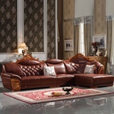 欧式沙发 真皮沙发 新古典 高档实木雕刻 中西结合客厅组合沙发(【进口皮】三人位+贵妃)