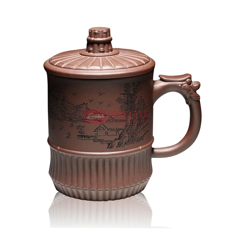 皖宣陶艺 宜兴紫砂茶杯 名家张静全手工 龙头一捆竹 办公老板杯