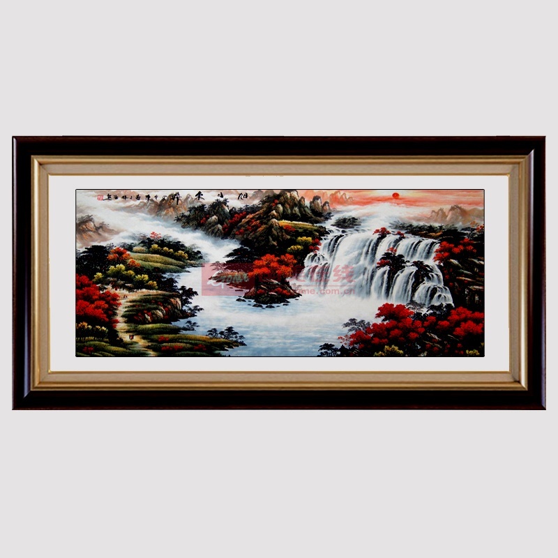 国墨斋 国画字画鸿运当头山水画四尺卷轴横幅已裱字画办公室客厅装饰