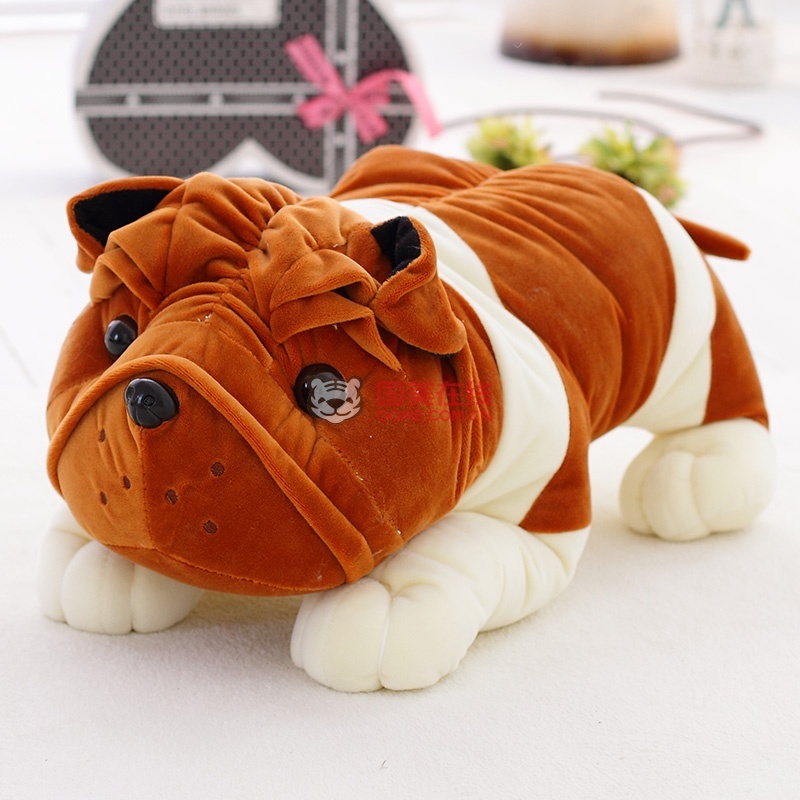 可爱沙皮狗公仔趴趴狗皱皮狗抱枕毛绒玩具狗 情侣圣诞节礼物女生(棕色