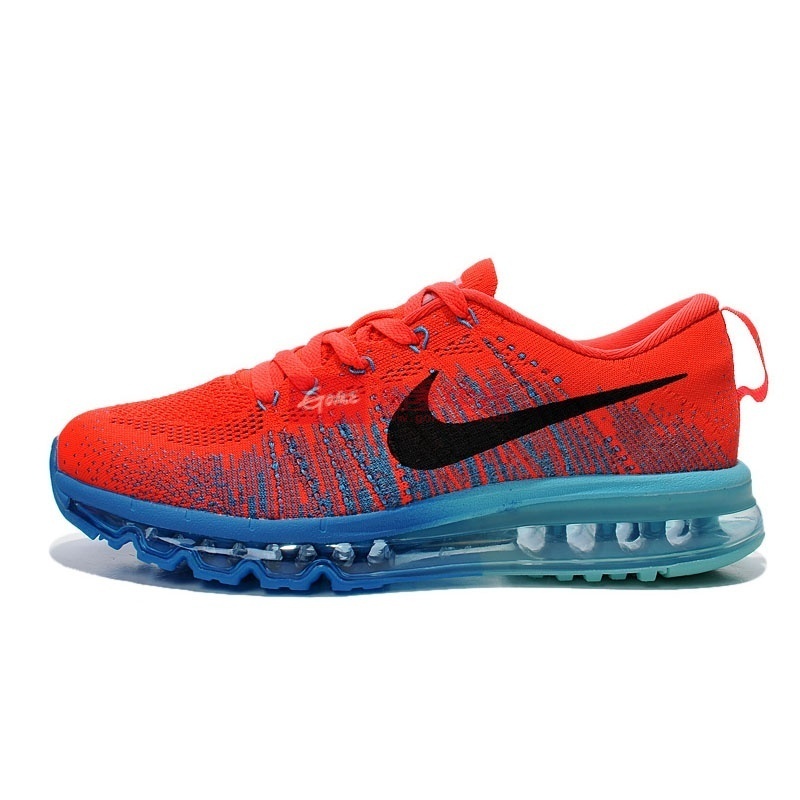 耐克nike flyknit air max 彩虹編織氣墊跑步鞋620469(紅桔蘭 38)