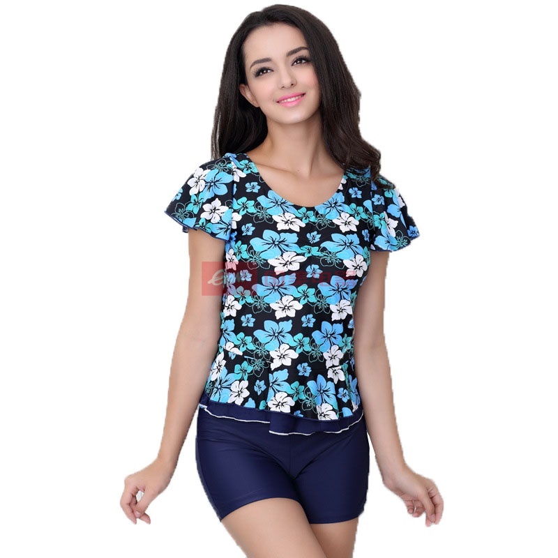 【彩诺狐泳镜图片】泳衣女平角裤温泉分体遮肚显瘦韩国运动泳装女士