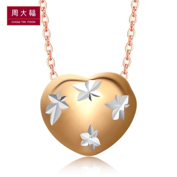 ctf周大福枫叶双色10k金项链项坠cg804